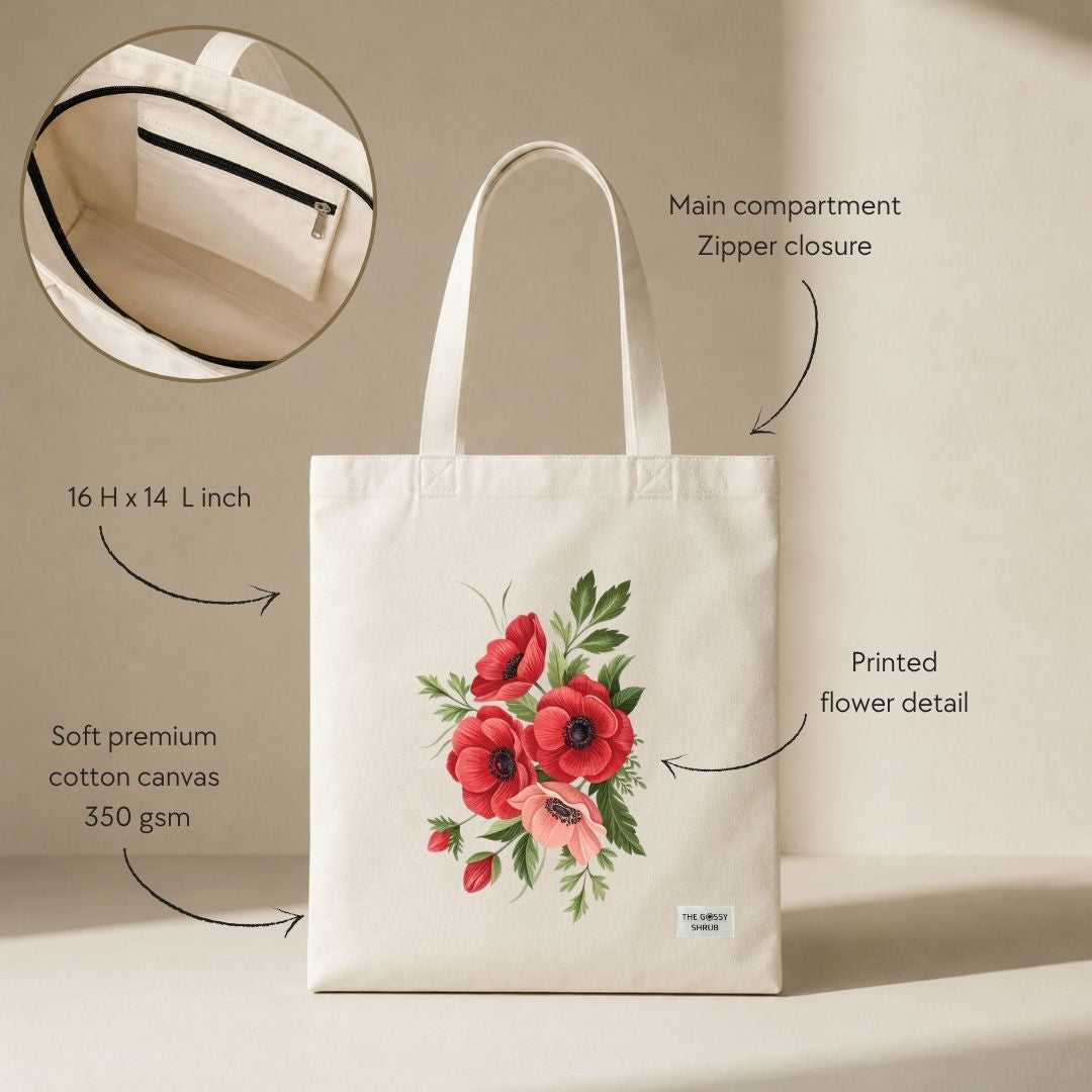 FLOWER PRINTED TOTE